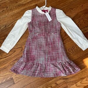 Janie and Jack The Tweed Ruffle Dress in the color Hibiscus Violet